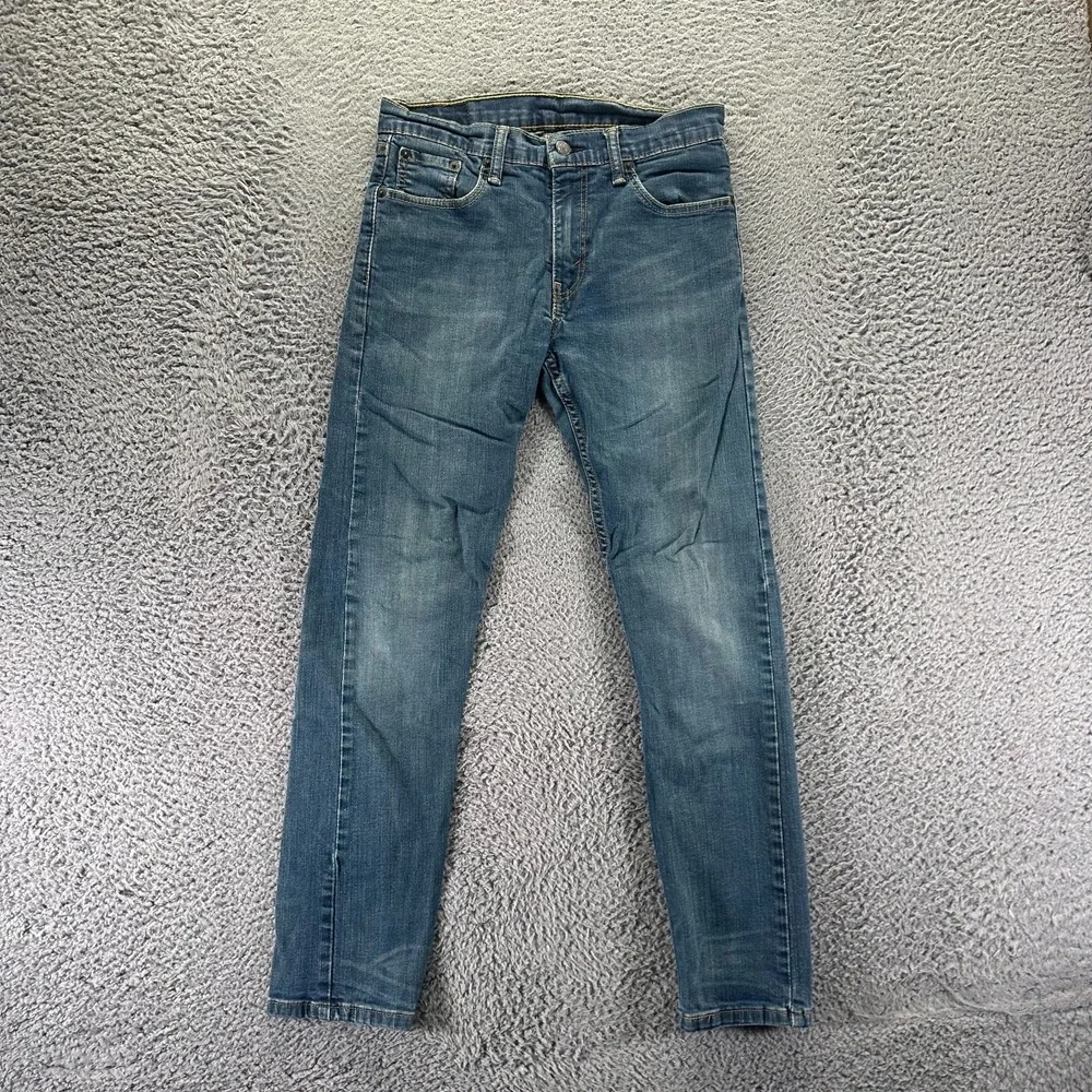 Levi's 502 Jeans Men 30x32 Blue Cotton Denim Straight Leg Workwear Faded Stretch